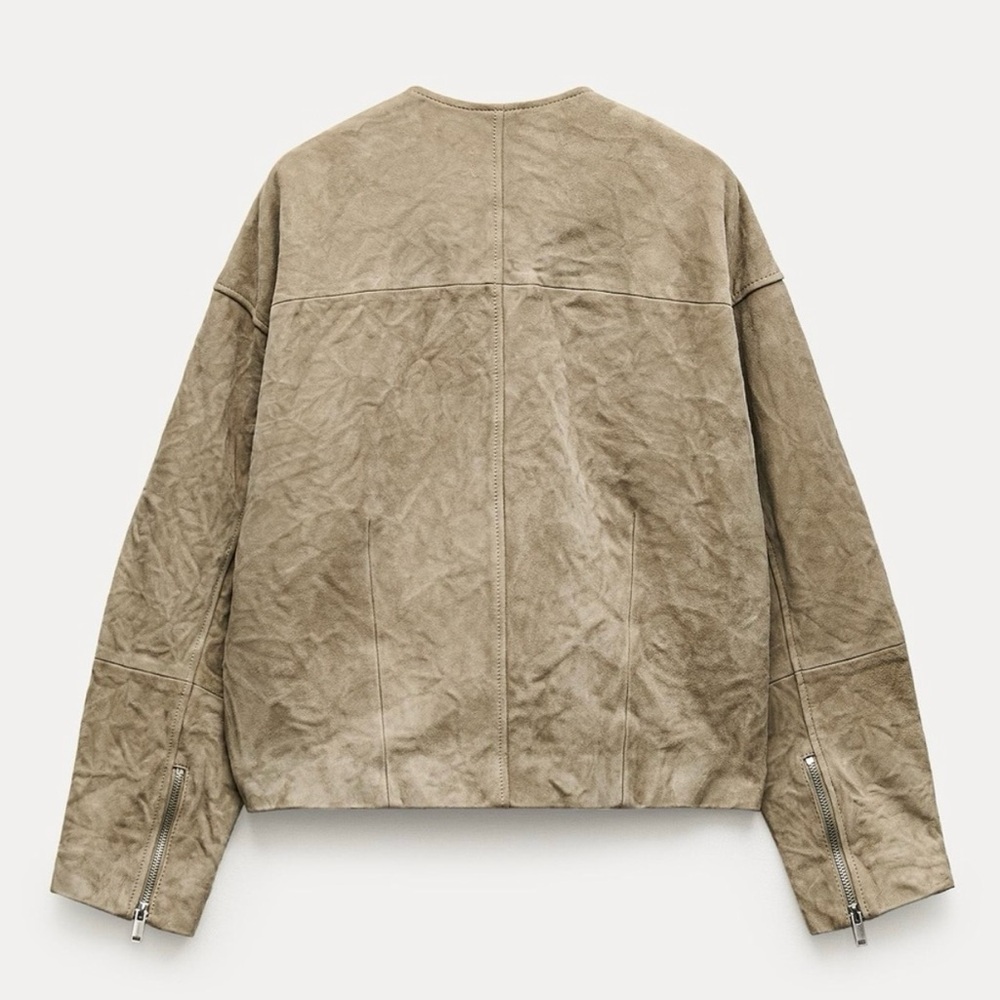 NWOT Zara ZW Collection 100% Suede Leather Jacket - Picture 4 of 12